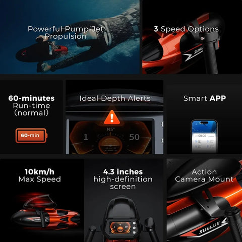 Sublue Vapor Pump-Jet Underwater Scooter 3 Gear Speed 60 Minutes 10km/h 21kgf for Free Diving Scuba Diving Snorkeling Recreational Toys for Yachts and Boats