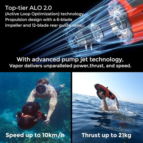 Sublue Vapor Pump-Jet Underwater Scooter 3 Gear Speed 60 Minutes 10km/h 21kgf for Free Diving Scuba Diving Snorkeling Recreational Toys for Yachts and Boats