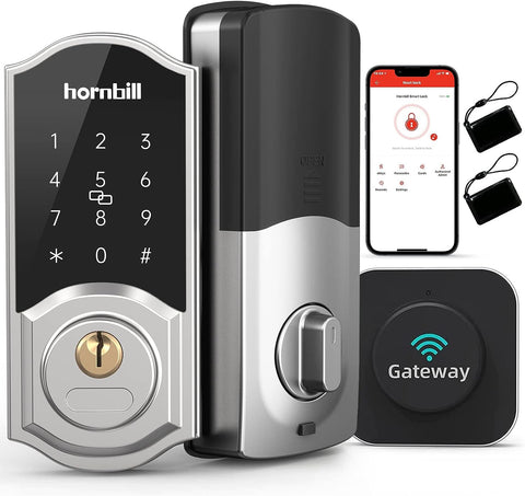 Hornbill Smart fingerprint Deadbolt lock with Keypad and wi-fi gateway