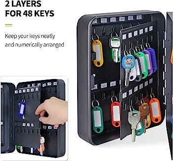 Uniclife 48/60/100 Key Steel Key Cabinet with Combination Lock Wall Mounted Key Organizer with Resettable Code Digital Security Box