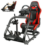 Dardoo Racing Simulator Cockpit With Large Round Tube Racing Wheel Stand Adjustable Fit for Logitech G25 G27 G29 G920 Thrustmaster T80 T150 Wheel, Pedals,Shifter Not Include（With Red Seat）