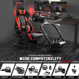 Dardoo Racing Simulator Cockpit With Large Round Tube Racing Wheel Stand Adjustable Fit for Logitech G25 G27 G29 G920 Thrustmaster T80 T150 Wheel, Pedals,Shifter Not Include（With Red Seat）