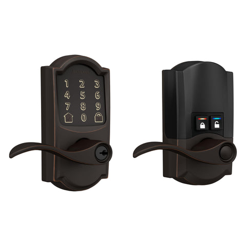 Schlage FE789WB CAM 716 Acc Encode WiFi Accent Lever Smart Lock, Keyless Entry Touchscreen Door Lock with Camelot Trim, Aged Bronze