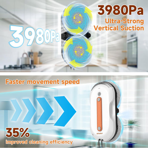 AlfaBot X7 Pro Window Cleaning Robot, Double-Sided Spray Technology, Intelligent Navigation, Automatic Glass Cleaning