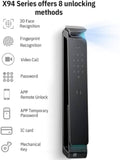 Golens X94 Luxury Stylish Smart Lock, Digital Door Lock 3D Face Recognition, On Demand Video Intercom & on Demand Wi-Fi Remote Unlock Using App, Fingerprint, RFID Card, PIN, Key (2 Year Warranty)