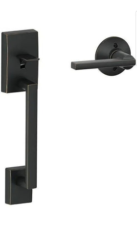 Schlage FE285 CEN 622 LAT Century Front Entry Handleset with Latitude Lever, Lower Half Grip, Matte Black